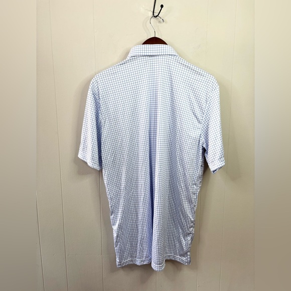 Men's Blue Checkered Polo Shirt - Picture 7 of 8